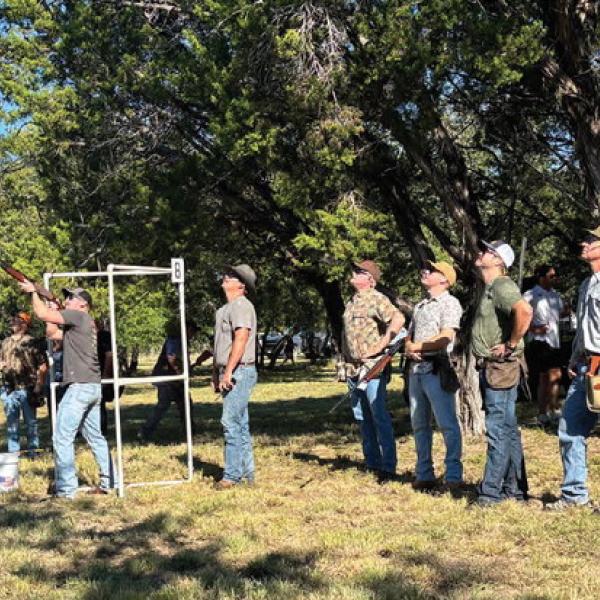 AIMING HIGH: Bret Partin takes aim and powders a sporting clay Saturday morning during the annual Hamilton Healthcare System Sporting Clay Shoot. Courtesy Photo