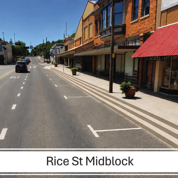 Engineers from Pape-Dawson and KSA Engineering displayed these renderings regarding the first phase of the Downtown Sidewalk Project during the public meeting with the Hamilton Economic Development Corporation and Main Street Executive Director Debbie Grieve last Thursday.