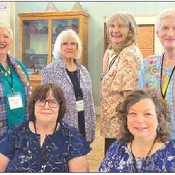 Picture seated: Cindy Rhodes, Melinda Schuck Members of the Daughters of Texas Bosque River Chapter of Stephenville who attended a recent District 2 meeting include, seated: Cindy Rhodes and Melinda Schuck; and standing: Judith D’Amico, Mary Curtis, Thresia Derrick, and Carol Dismukes. Courtesy photo