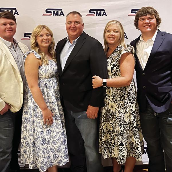 Ann Whitney Elementary’s newly hired Principal Shelia Ondrusek with her family. From left, son-in-law John Ceresini, daughter Mattie Ceresini, husband Chad, Ondrusek and son Tucker. Courtesy photo