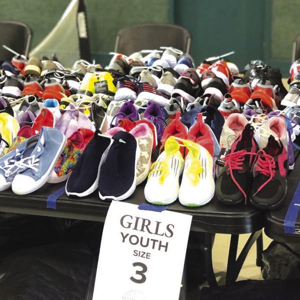 A look at the First Blessing “shoe store” where parents and guardians can register to receive a free pair of shoes from Hamilton Lions Club’s First Blessing event. Courtesy photo