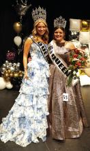 This year’s Miss Hamilton County Dove Festival Queen Alexa Vance (right) poses with her predecessor, Emery McElroy. Photo by Kelsey Sue Photography