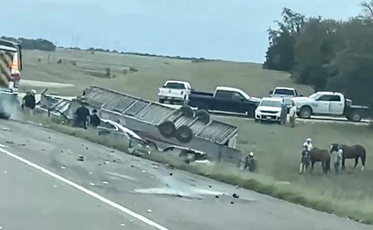 One driver dies in crash with truck, horse trailer